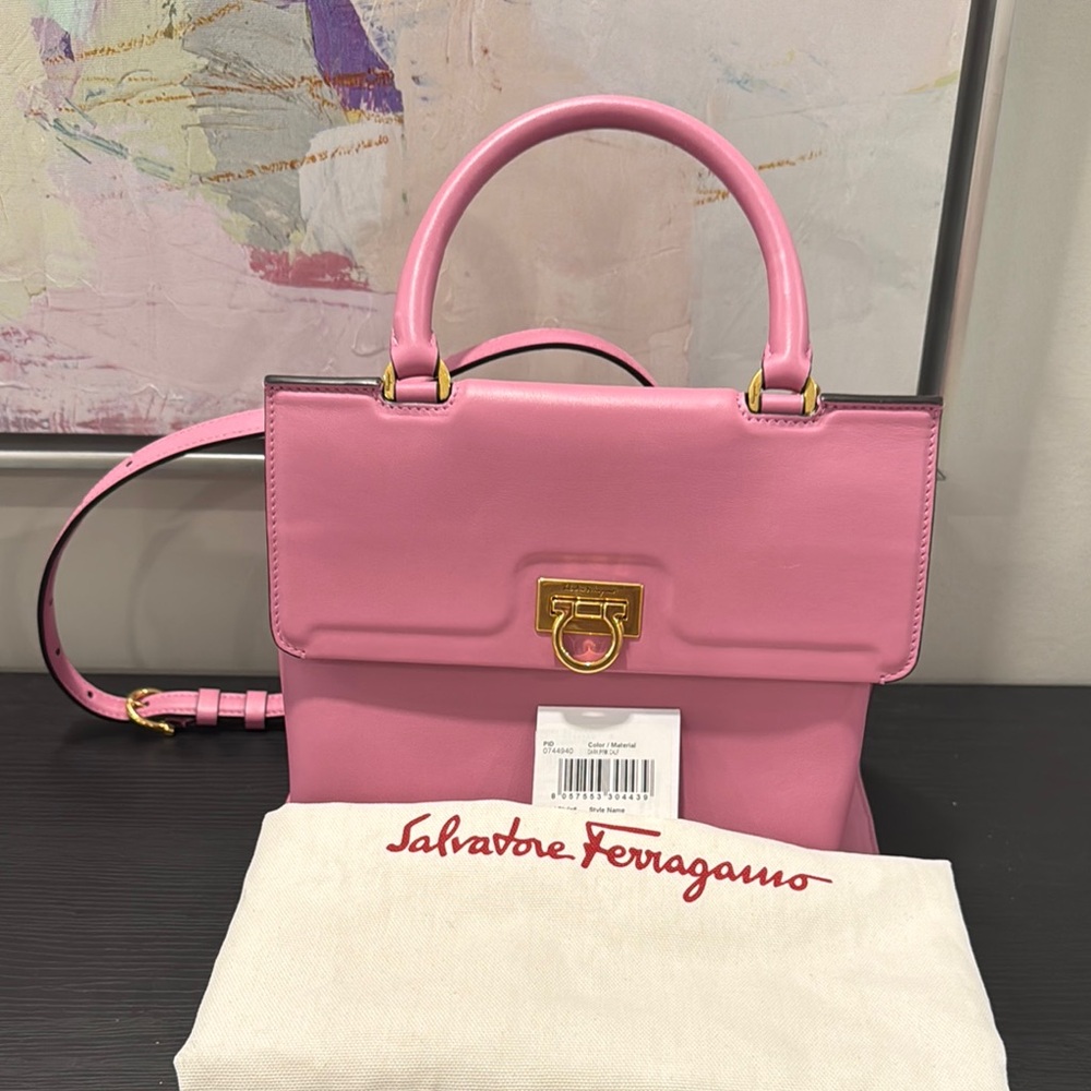 Salvatore Ferragamo Pink Satchel with Gold Hardware